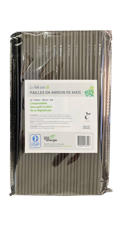 Pailles compostables ø5*240mm - Sachet de 200pcs
